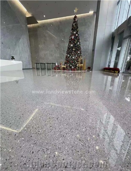 Terrazzo Tile Dark Grey Color Artificial Stone Flooring 