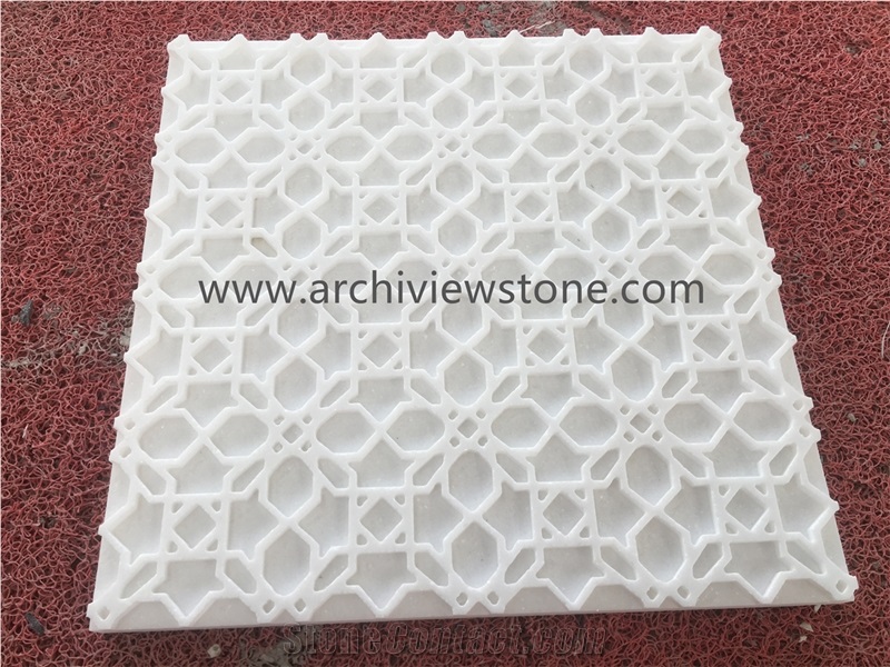 3D CNC Thassos Crystal White Marble CNC Wall Panel