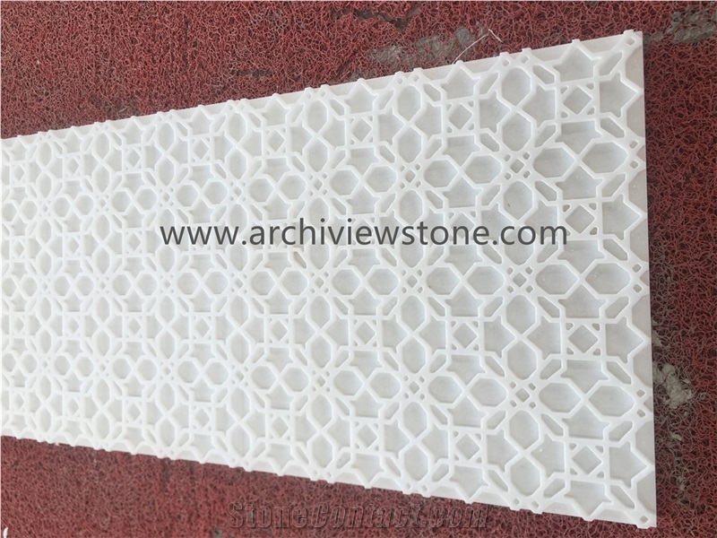 3D CNC Thassos Crystal White Marble CNC Wall Panel