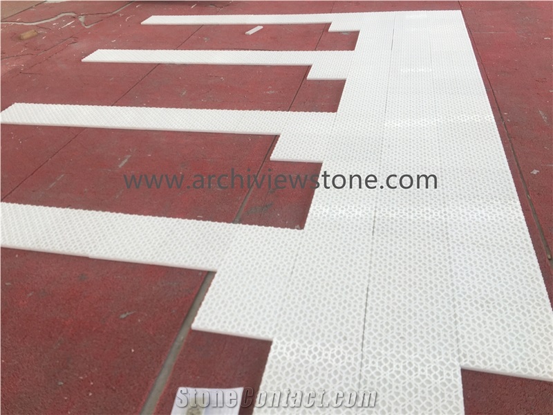 3D CNC Thassos Crystal White Marble CNC Wall Panel