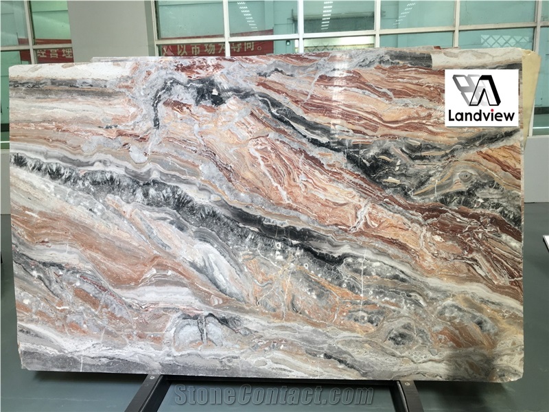 Arabescato To Orobico Rosso Marble Slabs