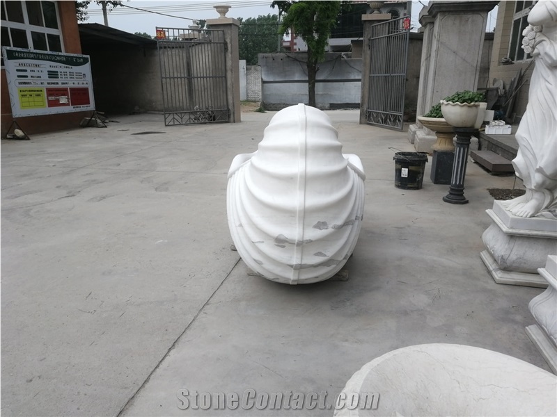 Custom Made Natural Stone Shell Stone Bathtub White Marble