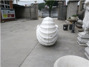 Custom Made Natural Stone Shell Stone Bathtub White Marble