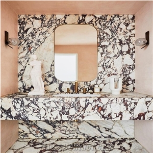 White And Red Marble Calacatta Viola Marble Wall Tile