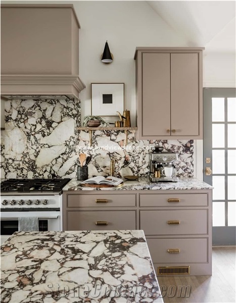 White And Red Marble Calacatta Viola Marble Wall Tile