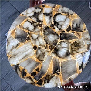 Black Quartz W Gold Foil Price Stone Alabaster Table Tops