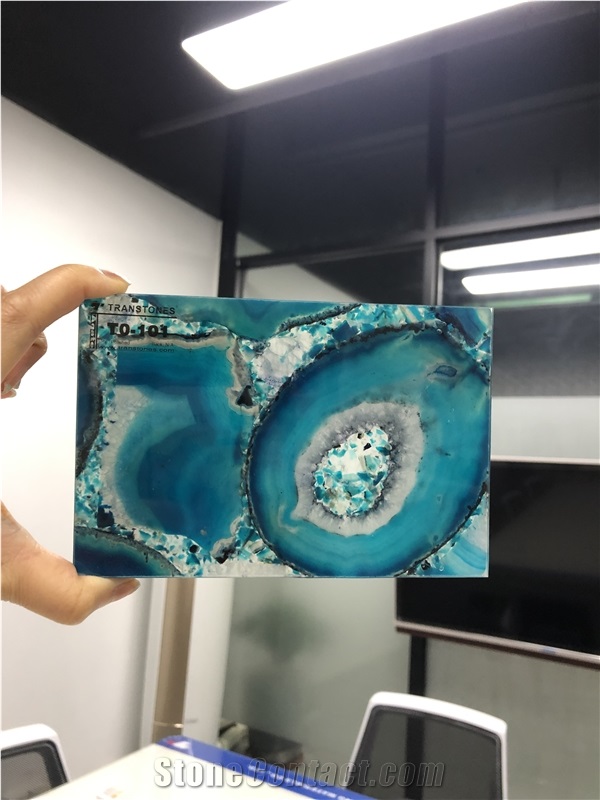 Luxury Blue Agate Backlit Agate Slab