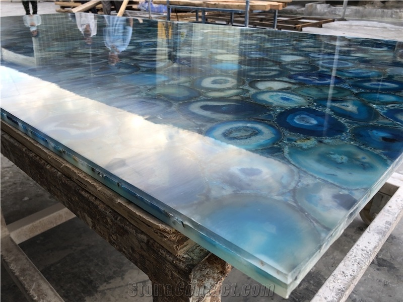 Luxury Blue Agate Backlit Agate Slab