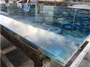 Luxury Blue Agate Backlit Agate Slab