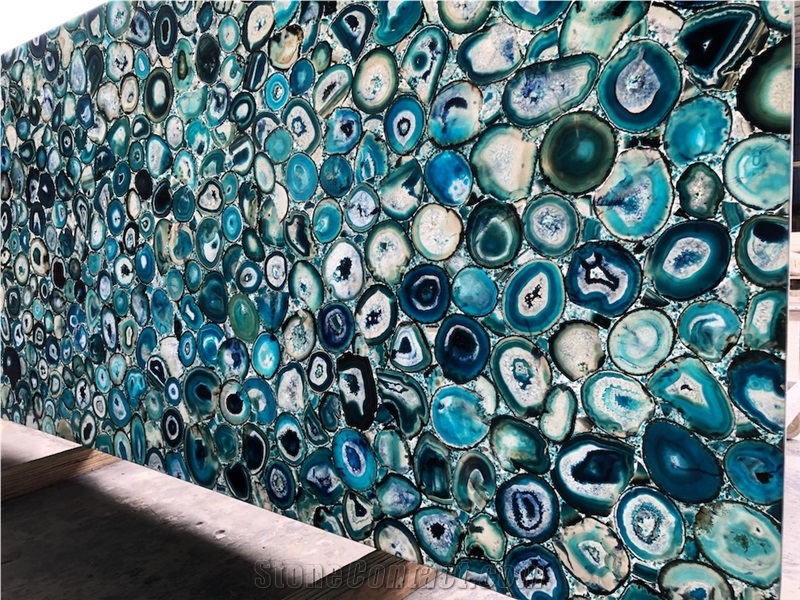 Luxury Blue Agate Backlit Agate Slab