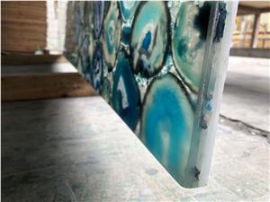 Luxury Blue Agate Backlit Agate Slab