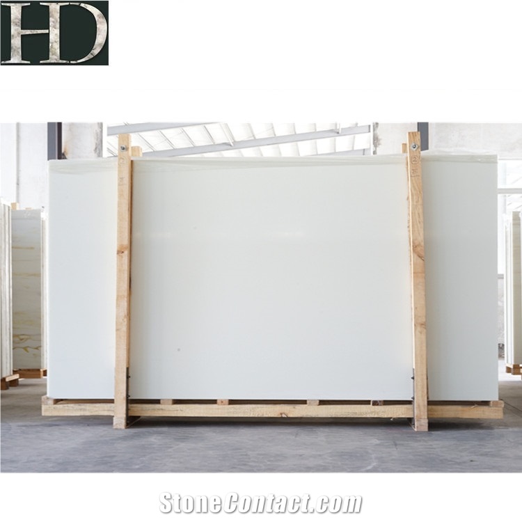 Pure White Nano Glass Slabs Grade A  Artificial Stone 