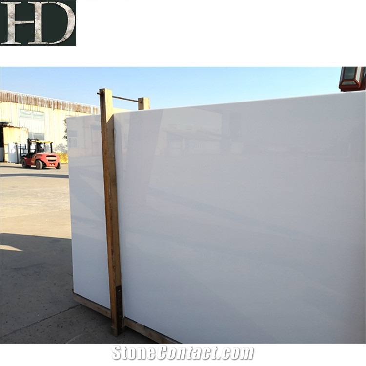 Pure White Nano Glass Slabs Grade A  Artificial Stone 