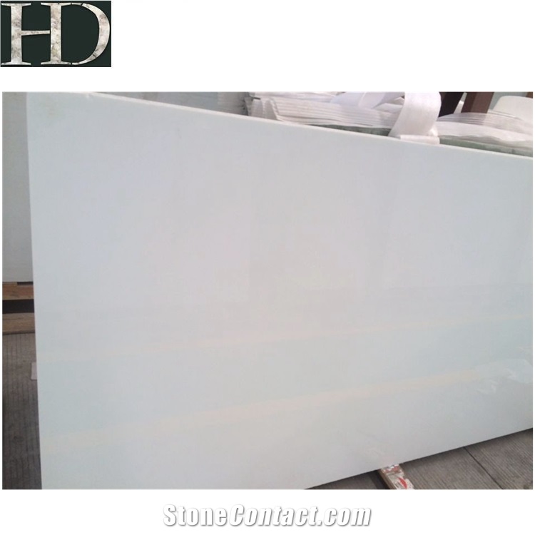 Pure White Nano Glass Slabs Grade A  Artificial Stone 