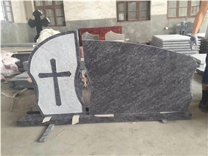 Bahama Blue Natural Granite Cross Tombstone