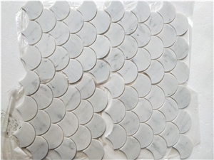 Carrara White Fish Shape Marble Mosiac Pattern Kitchen Deco