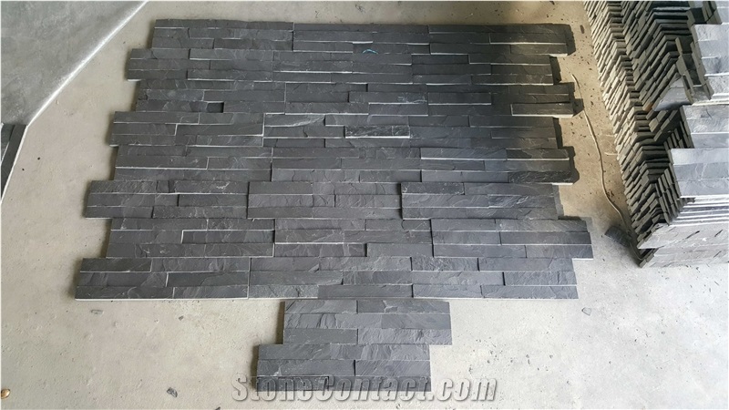 Natural Riven Black Slate Thin Wall Ledge Stone Claddings