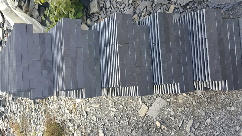 Natural Riven Black Slate Thin Wall Ledge Stone Claddings
