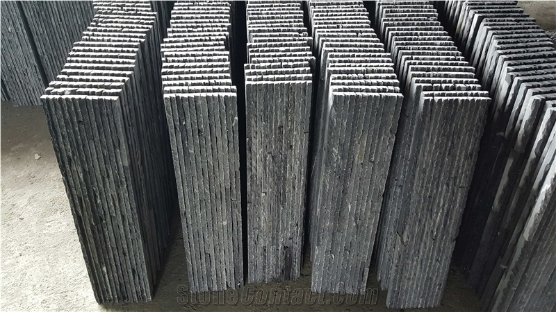 Natural Riven Black Slate Thin Wall Ledge Stone Claddings