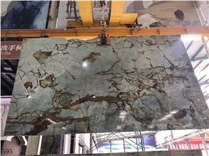 Brazil Deep Blue Quartzite Roman Slab In China Stone Market