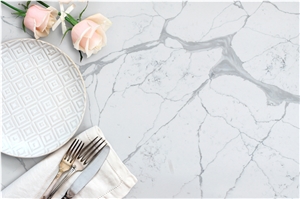 Artificial Marble Calacatta White Quartz Kitchen Countertops