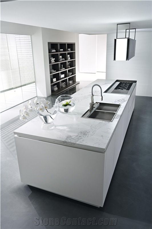 Artificial Stone Calacatta Quartz Kitchen Island Countertops