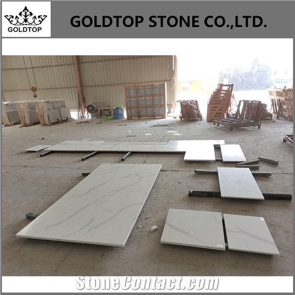 Artificial Stone Calacatta White Quartz Kitchen Countertops