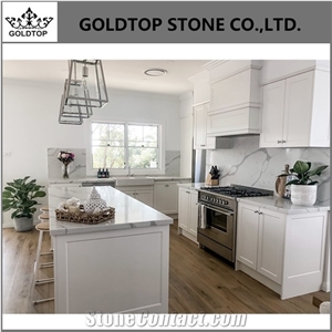 Artificial Stone Calacatta White Quartz Kitchen Countertops