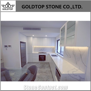 Artificial Stone Calacatta White Quartz Kitchen Countertops