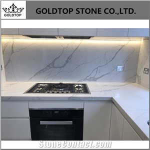 Artificial Stone Calacatta White Quartz Kitchen Countertops