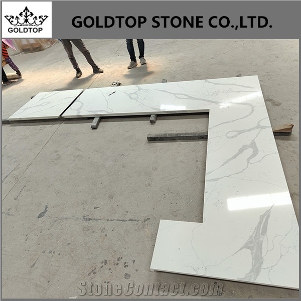 Artificial Stone Calacatta White Quartz Kitchen Countertops