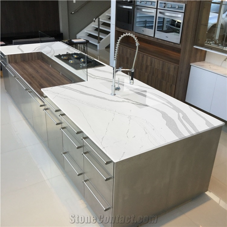 Calacatta Artificial Marble Stone Countertop Quartz Bar Top