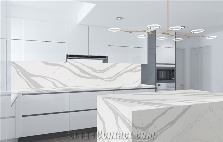 Calacatta Artificial Marble Stone Countertop Quartz Bar Top