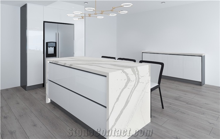 Calacatta Artificial Marble Stone Countertop Quartz Bar Top