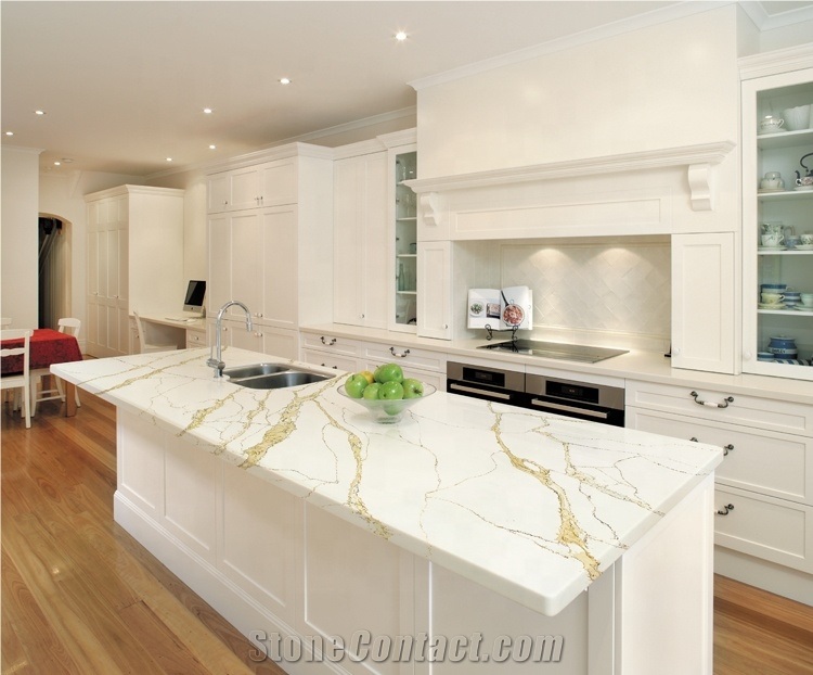  Calacatta Gold Quartz Stone Kitchen Countertops