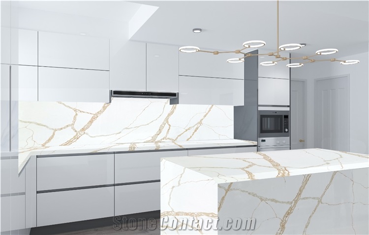 Calacatta Gold Quartz Stone Kitchen Countertops