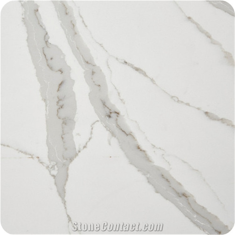 Calacatta Grey Vein White Artificial Marble  Quartz Slab