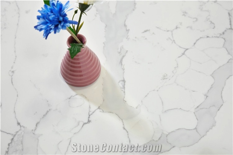 Calacatta White  Artificial Marble Quartz Kitchen Countertop