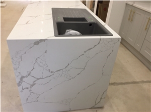 Calacatta White Quartz Kitchen Island Countertops