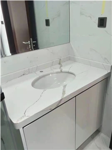 Calacatta White Quartz Kitchen Island Countertops