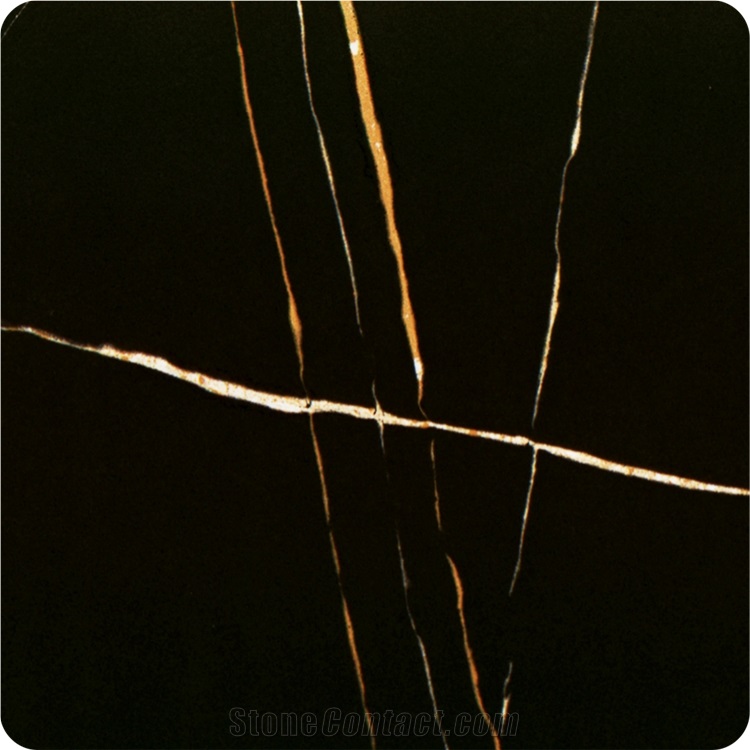 Luxurious Artificial Stone Gold Vein Black Quartz Table Top 