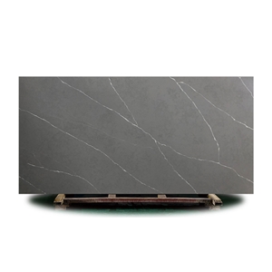 White Veins Grey Artificial Stone Quartz Kitchen Countertops