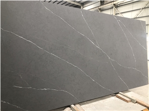 White Veins Grey Artificial Stone Quartz Kitchen Countertops