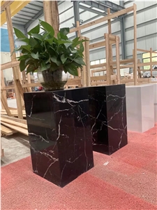 Black Marquina Marble Aritificial Stone Standing Flower Base Black Marquina Marble Aritificial Stone Standing Flower Base