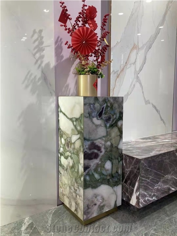 Black Marquina Marble Aritificial Stone Standing Flower Base