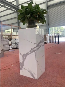 Calacatta White Marble Artificial Stone Flower Planters Base
