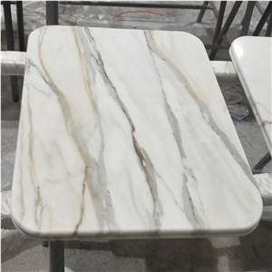 Double Bullnose Edge Calacatta Gold Marble Cafe Table Tops Double Bullnose Edge Calacatta Gold Marble Cafe Table Tops
