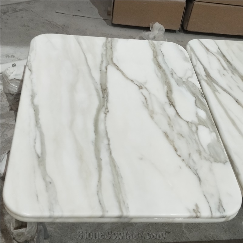 Hotel Table Calacatta Gold White Marble Table Countertops