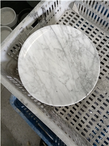 Round Carrara White Marble Food Fruit Plate Cake Chess Board