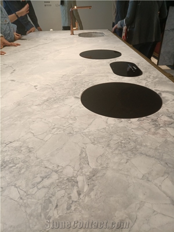 Silver Statuario Marble Stone Kitchen Cabinet Countertop